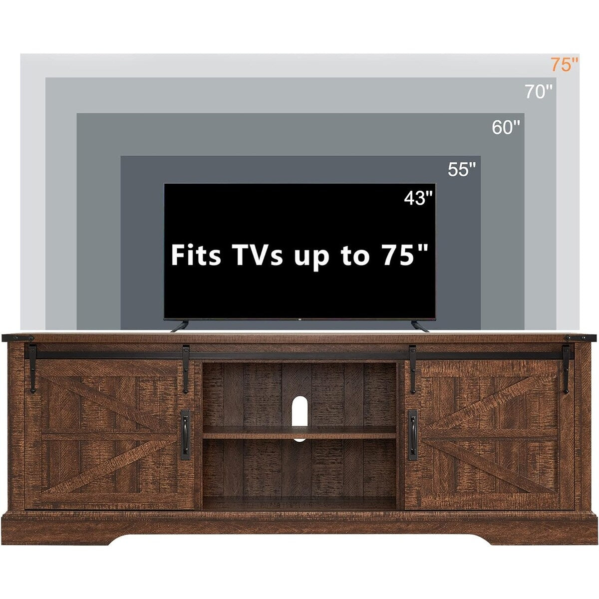 Farmhouse Wood TV Stand, Rustic Entertainment Center, Console Cabinet - n/a