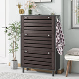 ON-TREND Minimalist Slim Shoe Cabinet with Hanging Hooks