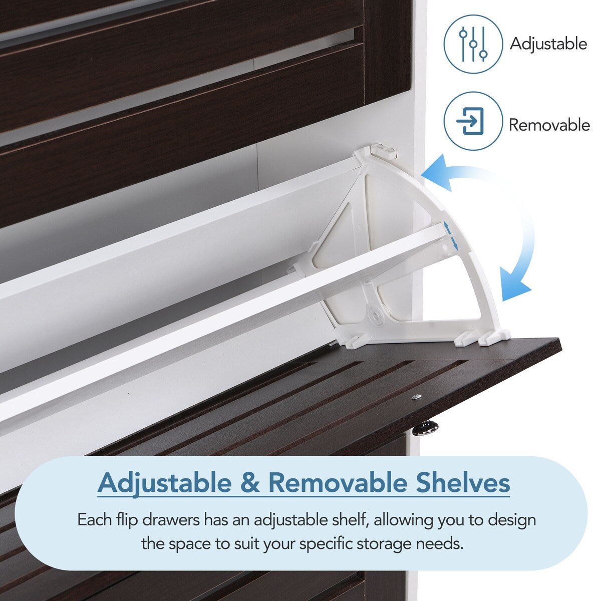 ON-TREND Minimalist Slim Shoe Cabinet with Hanging Hooks