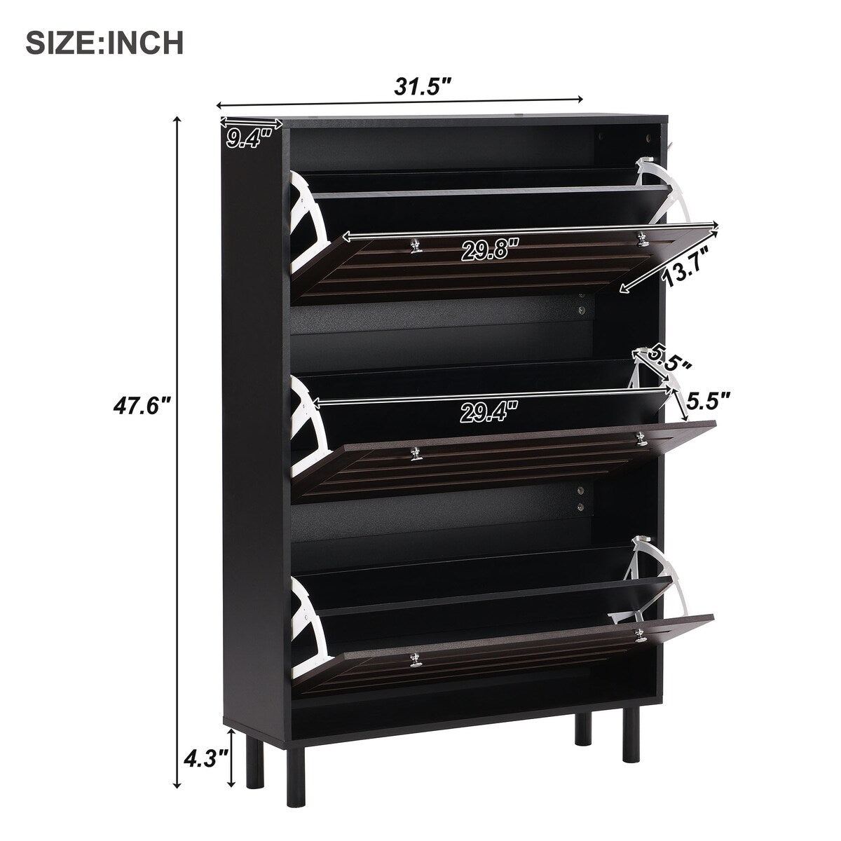 ON-TREND Minimalist Slim Shoe Cabinet with Hanging Hooks