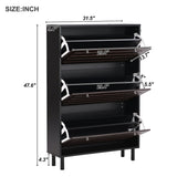 ON-TREND Minimalist Slim Shoe Cabinet with Hanging Hooks