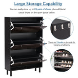 ON-TREND Minimalist Slim Shoe Cabinet with Hanging Hooks