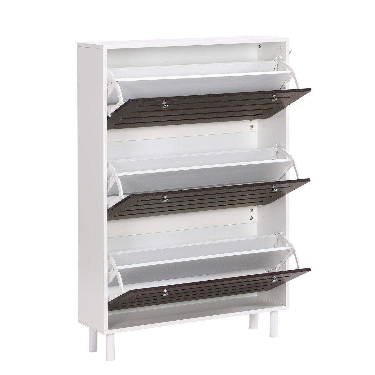 ON-TREND Minimalist Slim Shoe Cabinet with Hanging Hooks