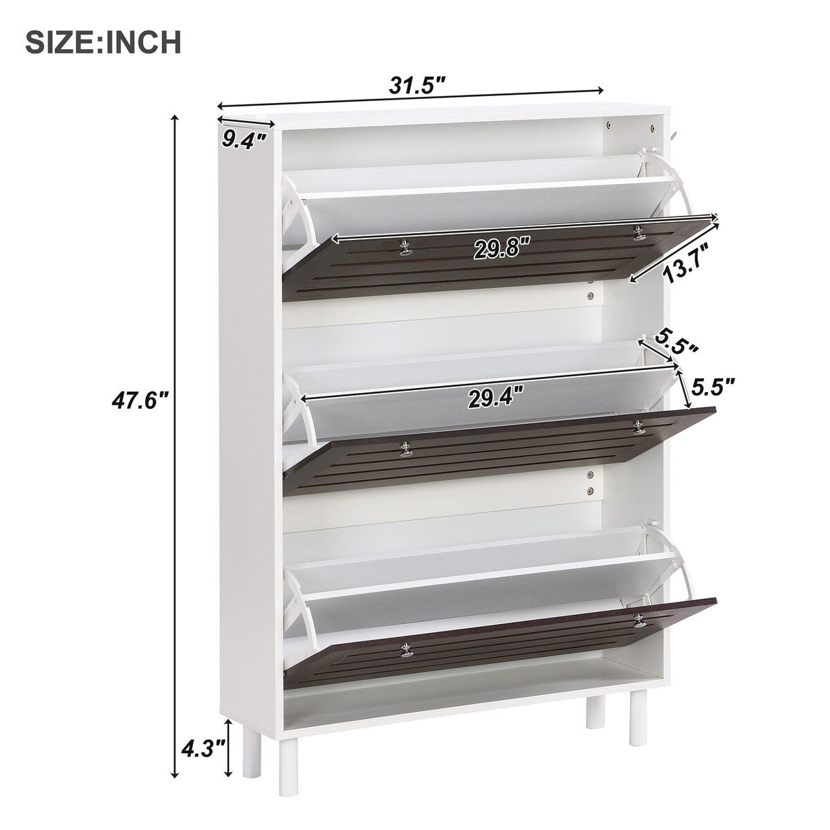 ON-TREND Minimalist Slim Shoe Cabinet with Hanging Hooks