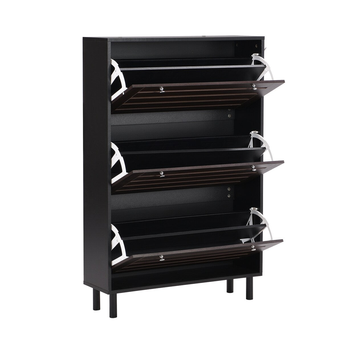ON-TREND Minimalist Slim Shoe Cabinet with Hanging Hooks