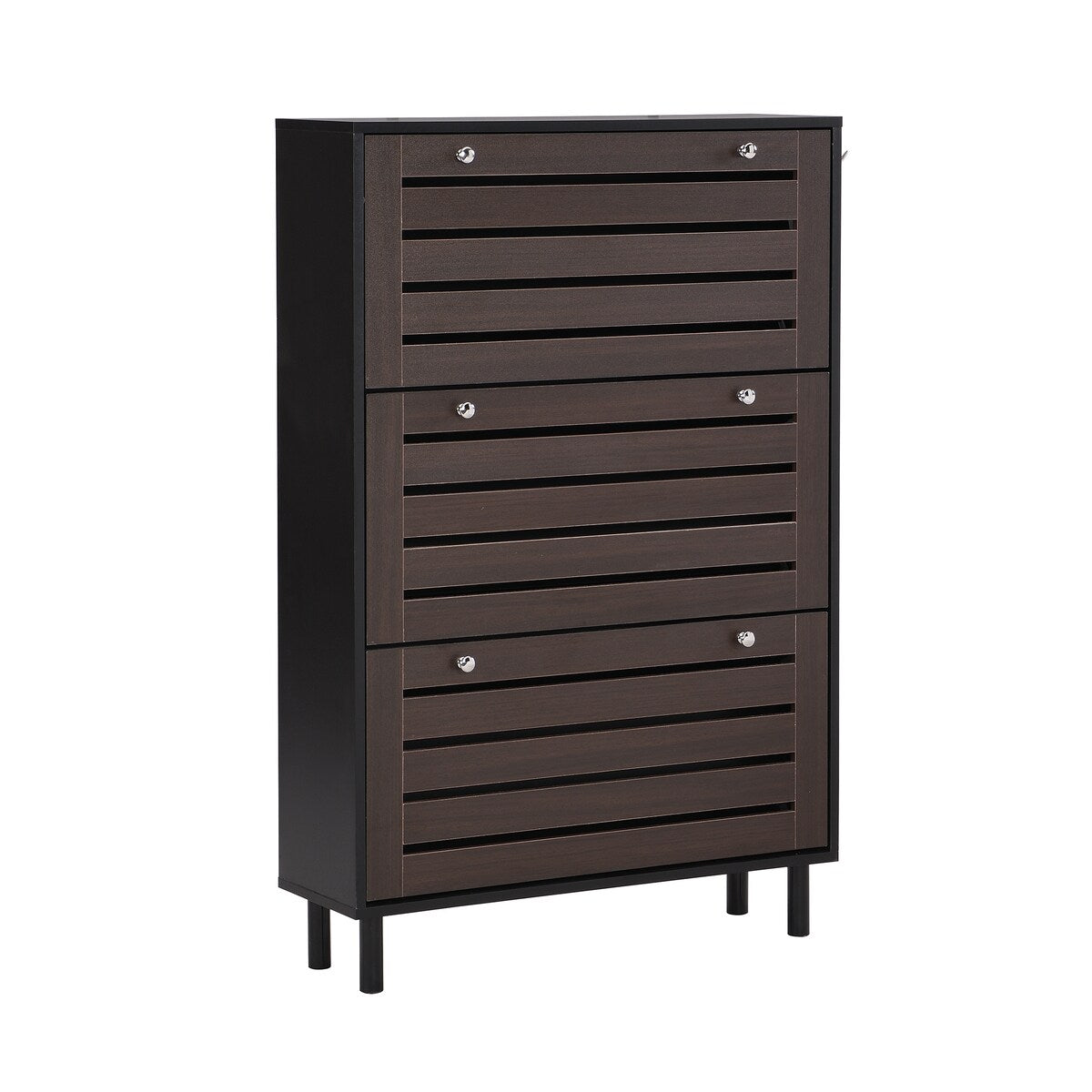 ON-TREND Minimalist Slim Shoe Cabinet with Hanging Hooks
