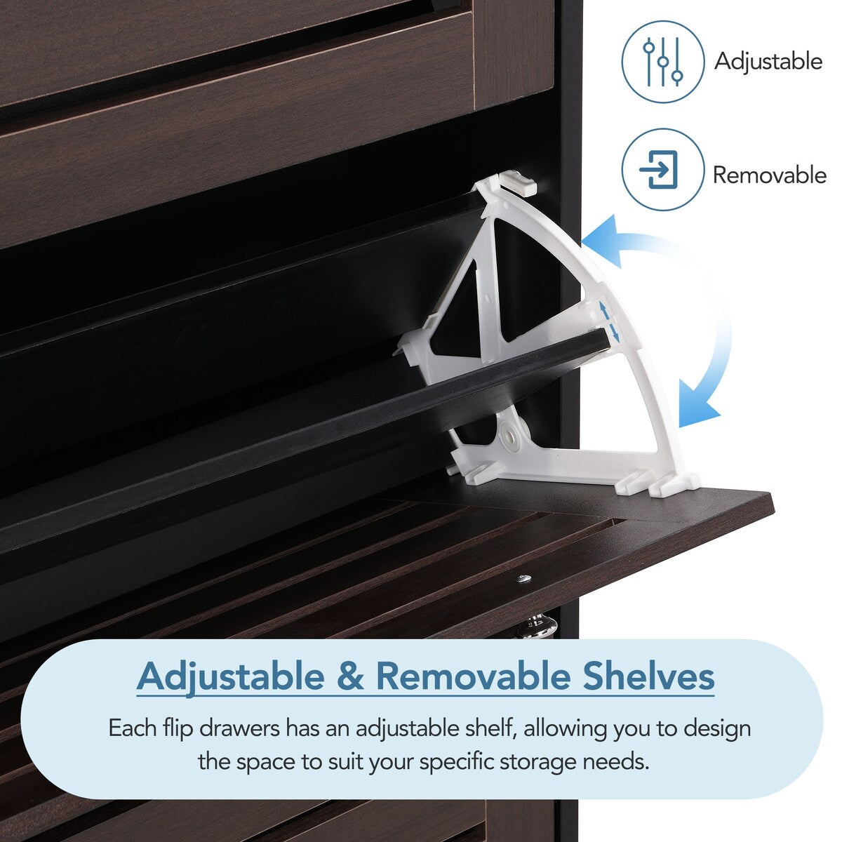 ON-TREND Minimalist Slim Shoe Cabinet with Hanging Hooks