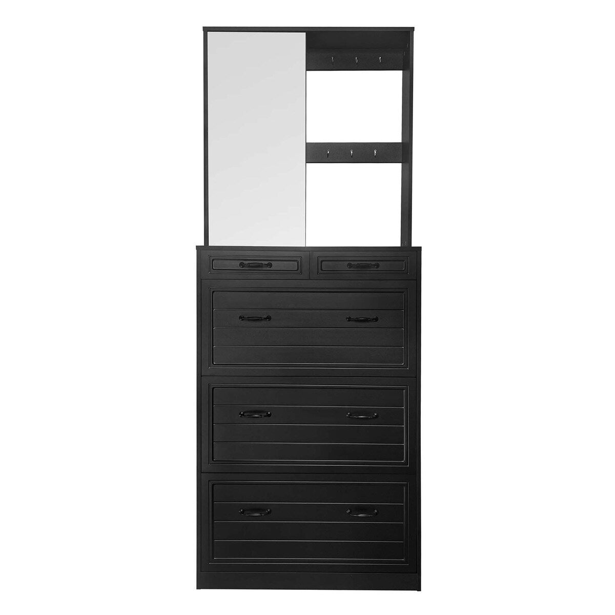 ON-TREND Multi-functional Shoe Cabinet with 3 Flip Drawers, Elegant Hall Tree with Mirror