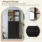 ON-TREND Multi-functional Shoe Cabinet with 3 Flip Drawers, Elegant Hall Tree with Mirror