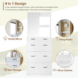 ON-TREND Multi-functional Shoe Cabinet with 3 Flip Drawers, Elegant Hall Tree with Mirror