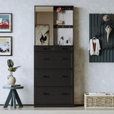 ON-TREND Multi-functional Shoe Cabinet with 3 Flip Drawers, Elegant Hall Tree with Mirror