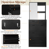 ON-TREND Multi-functional Shoe Cabinet with 3 Flip Drawers, Elegant Hall Tree with Mirror