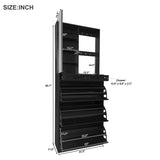 ON-TREND Multi-functional Shoe Cabinet with 3 Flip Drawers, Elegant Hall Tree with Mirror