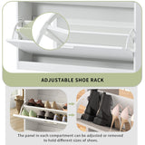 ON-TREND Slim Entryway Organizer with LED Light, two Flip Drawers, and Tempered Glass Top