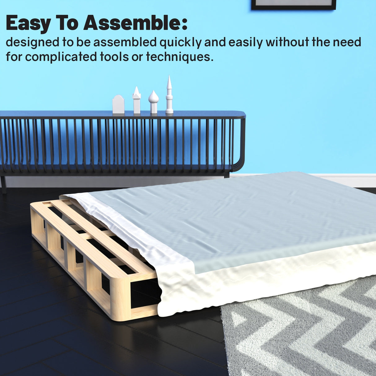 ONETAN, 4.5-Inch & 8-Inch Sturdy Wood Box Spring for Mattress Support - Durable and Easy to Assemble Natural Wood Foundation
