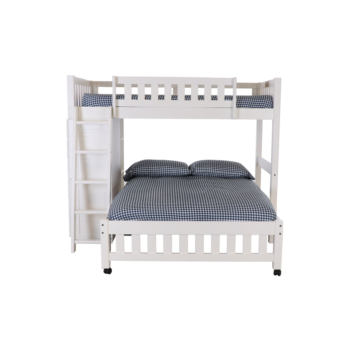 OS Home and Office Furniture Model 0205-TFW Solid Pine Twin Over Full Loft Bed with Six Drawers in White