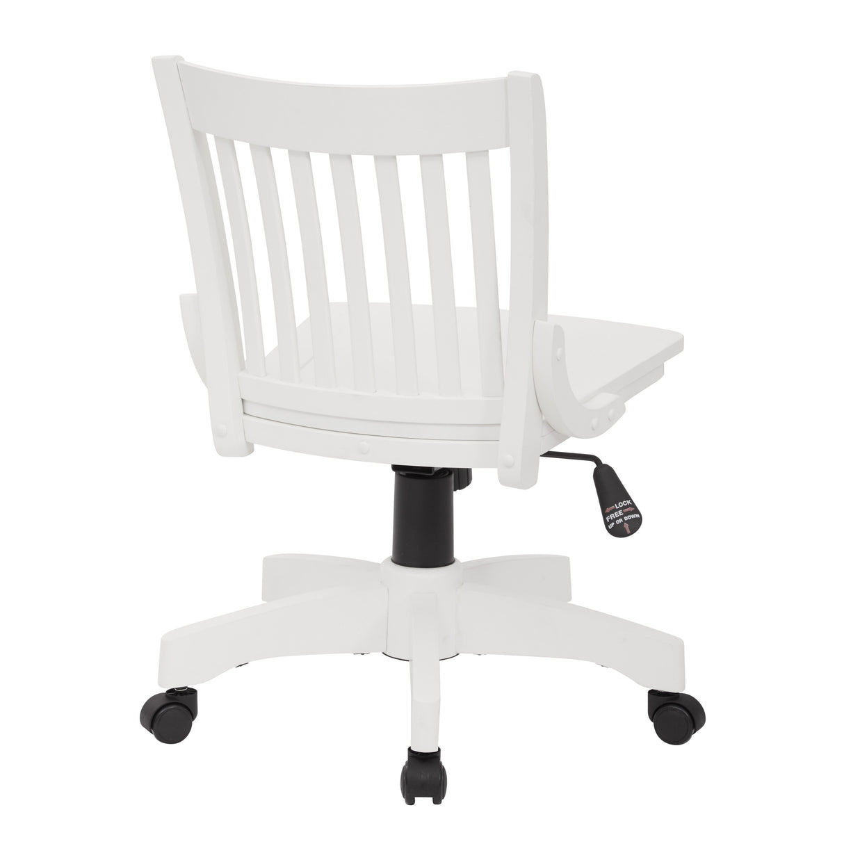 OS Home and Office Furniture Model Deluxe Armless Wood Bankers Chair with Wood Seat in White Finish