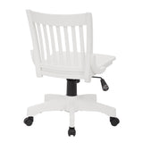 OS Home and Office Furniture Model Deluxe Armless Wood Bankers Chair with Wood Seat in White Finish