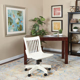 OS Home and Office Furniture Model Deluxe Armless Wood Bankers Chair with Wood Seat in White Finish