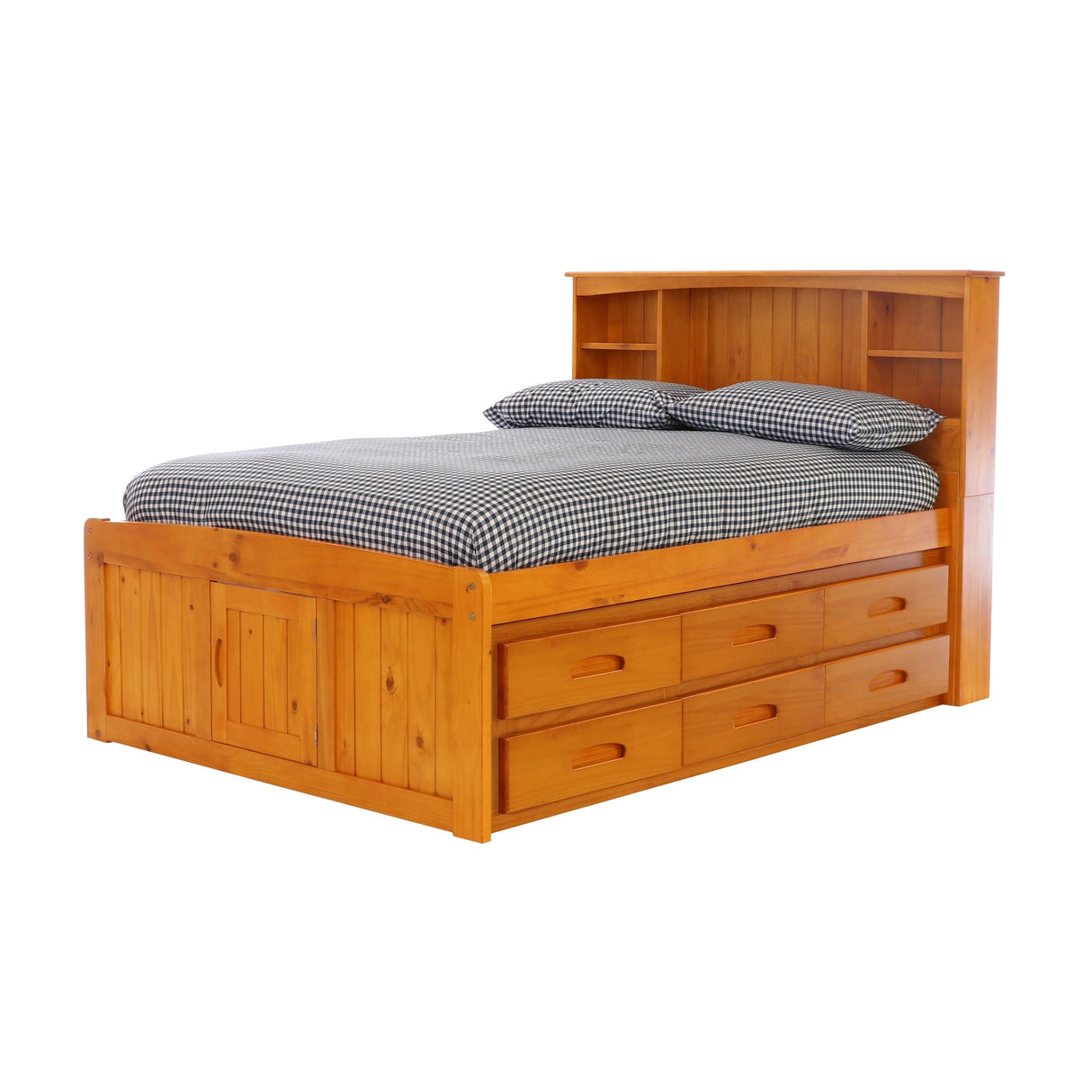 OS Home and Office Furniture Solid Pine Full Captains Bookcase Bed