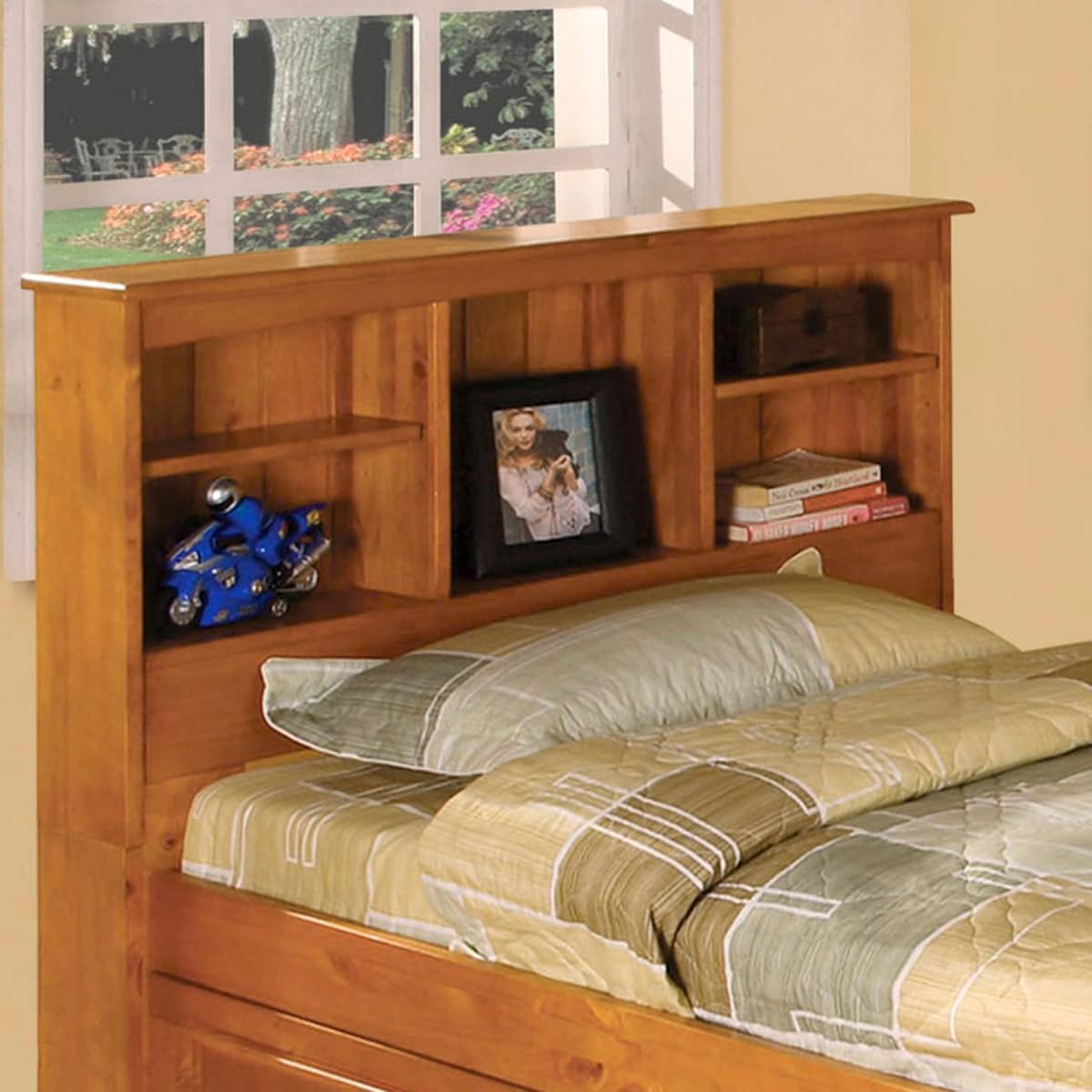 OS Home and Office Furniture Solid Pine Full Captains Bookcase Bed