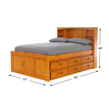 OS Home and Office Furniture Solid Pine Full Captains Bookcase Bed