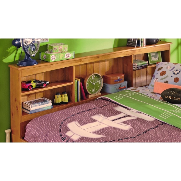 OS Home and Office Furniture, Solid Pine Full Daybed with Three Drawers and Twin Trundle in Warm Honey