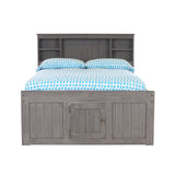 OS Home and Office Furniture Model 3221-K6-KD Solid Pine Full Captains Bookcase Bed with 6 drawers in Charcoal Gray