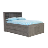 OS Home and Office Furniture Model 3221-K6-KD Solid Pine Full Captains Bookcase Bed with 6 drawers in Charcoal Gray