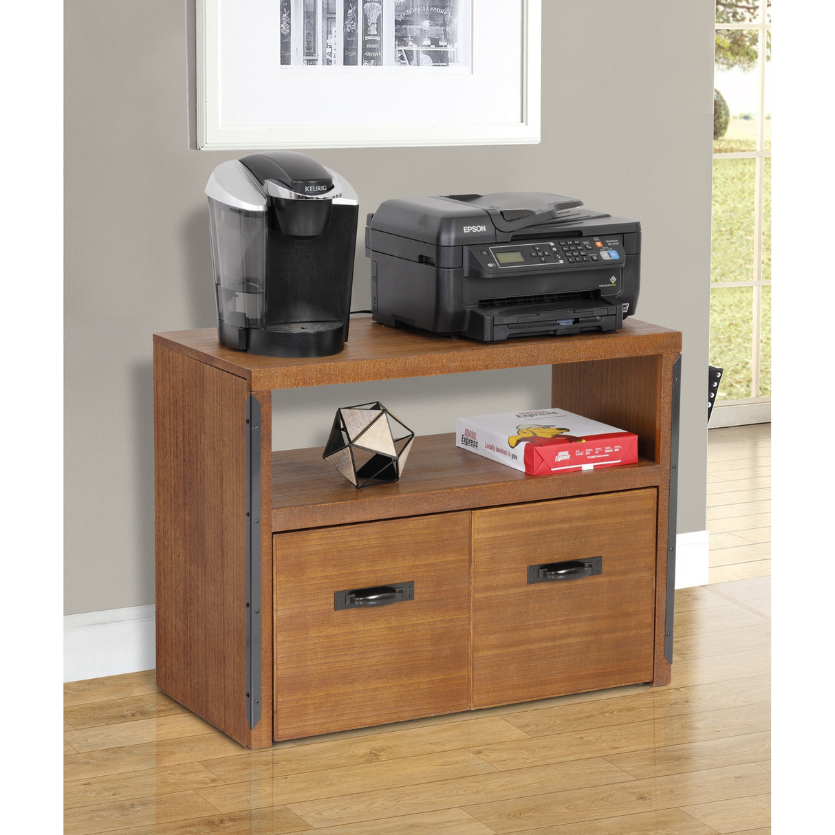 OS Home and Office Furniture Industrial Collection Machine Stand with Two Large File Drawers