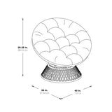 OS Home and Office Furniture Model Papasan Chair with Grey cushion and Dark Grey Wicker Wrapped Frame