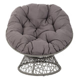 OS Home and Office Furniture Model Papasan Chair with Grey cushion and Dark Grey Wicker Wrapped Frame