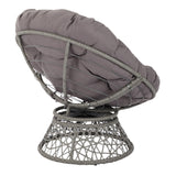 OS Home and Office Furniture Model Papasan Chair with Grey cushion and Dark Grey Wicker Wrapped Frame