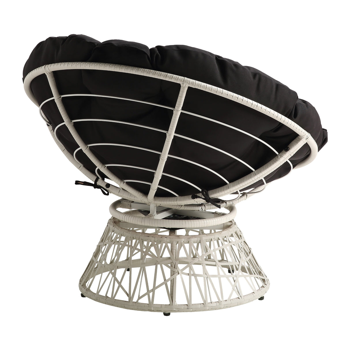 OS Home and Office Furniture Model BF25296CM-BL Papasan Chair with Blue Round Pillow Cushion and Cream Wicker Weave