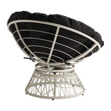 OS Home and Office Furniture Model BF25296CM-BL Papasan Chair with Blue Round Pillow Cushion and Cream Wicker Weave