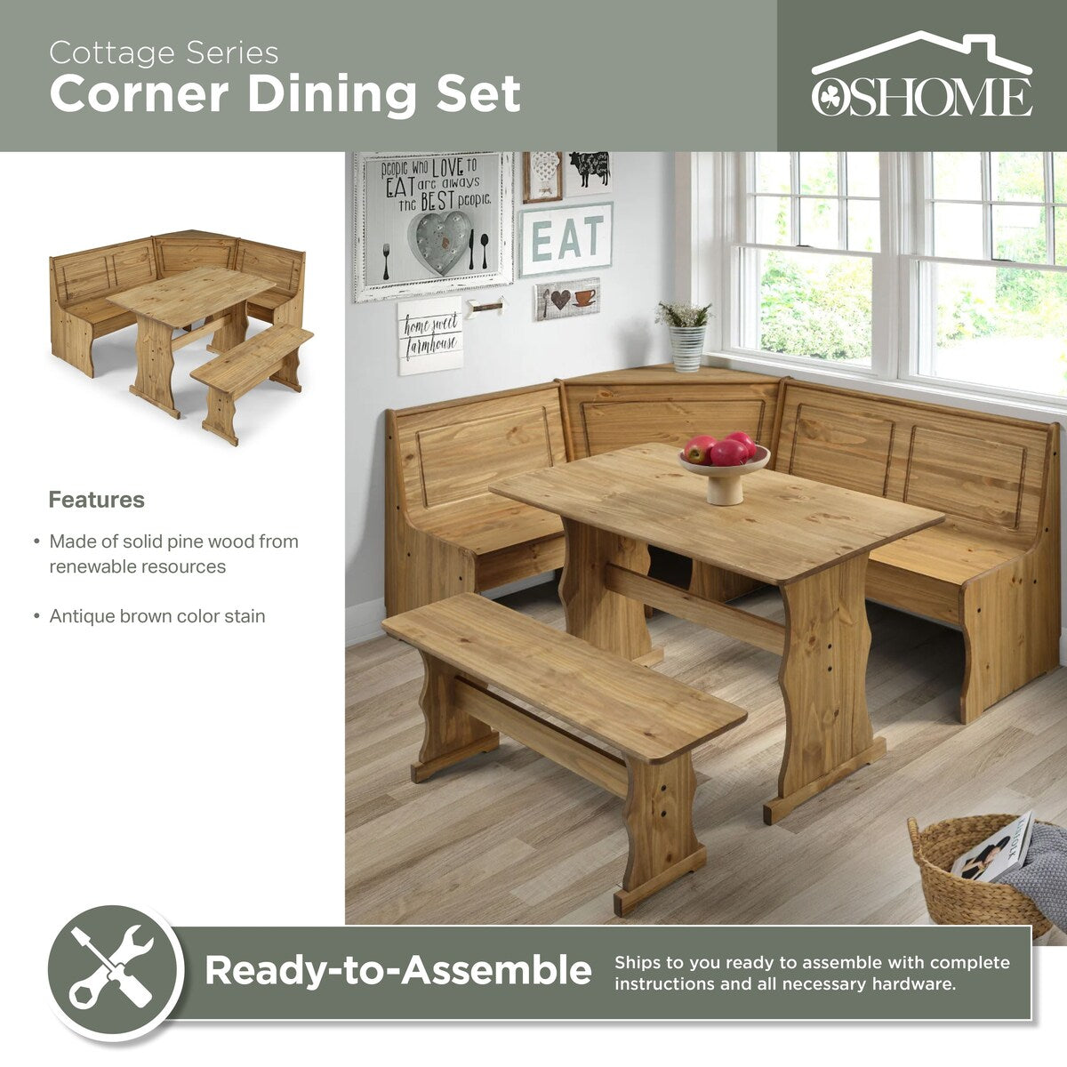 Solid pine corner bench dining sets hotsell
