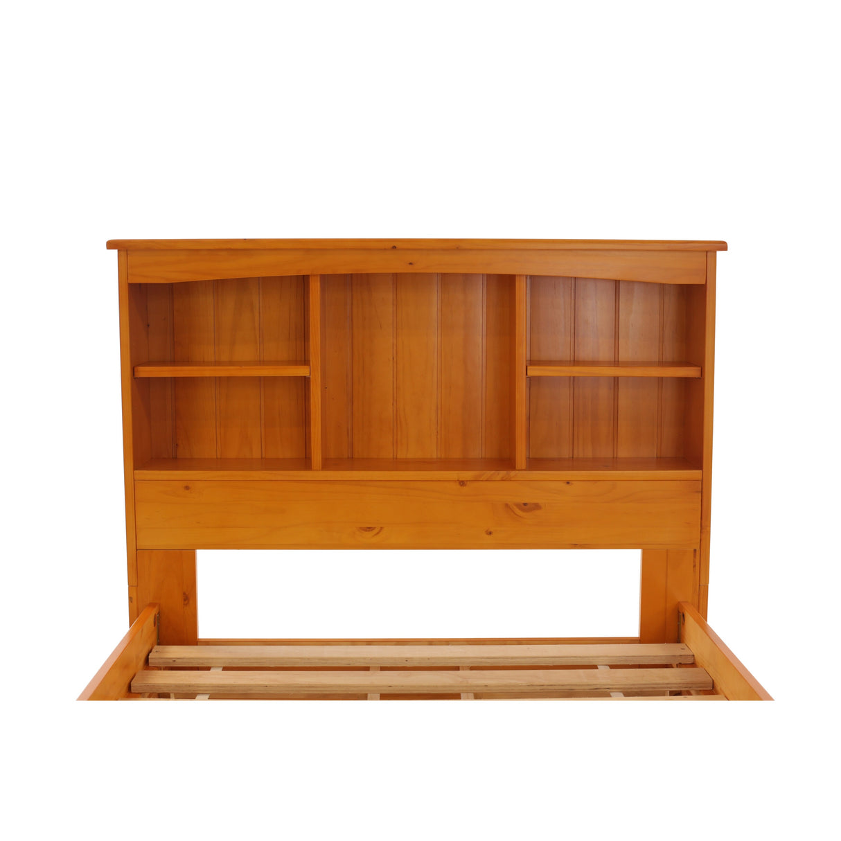 OS Home and Office Furniture Solid Pine Twin Captains Bookcase Bed with 3 drawers and a Twin Sized Trundle in Warm Honey