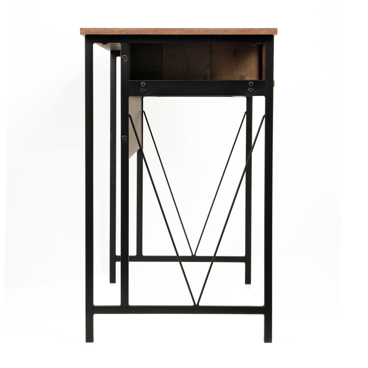 OS Home and Office Model Home Study Desk with Drawer and Cubby Storage Shelves and Rustic Barnwood Laminate