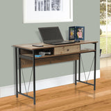 OS Home and Office Model Home Study Desk with Drawer and Cubby Storage Shelves and Rustic Barnwood Laminate