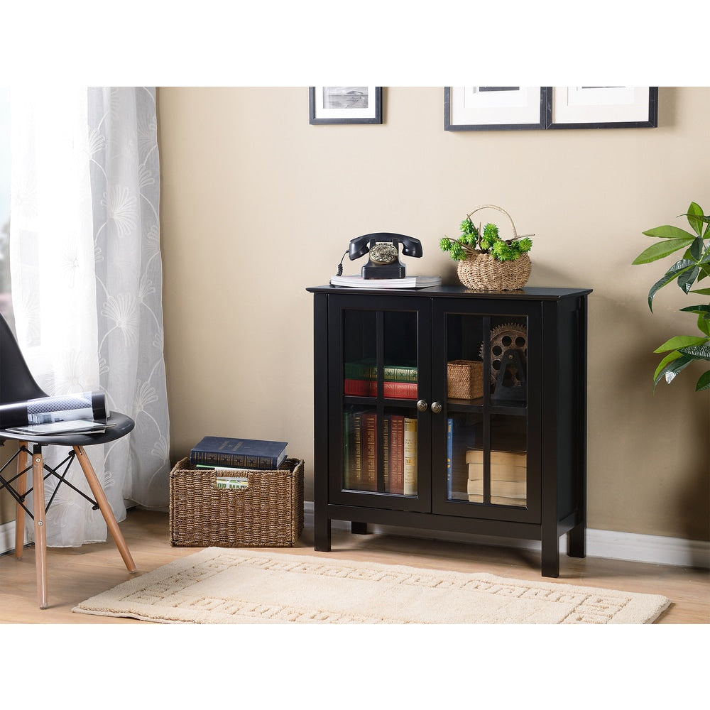 OS Home and Office White Glass Door Accent and Display Cabinet