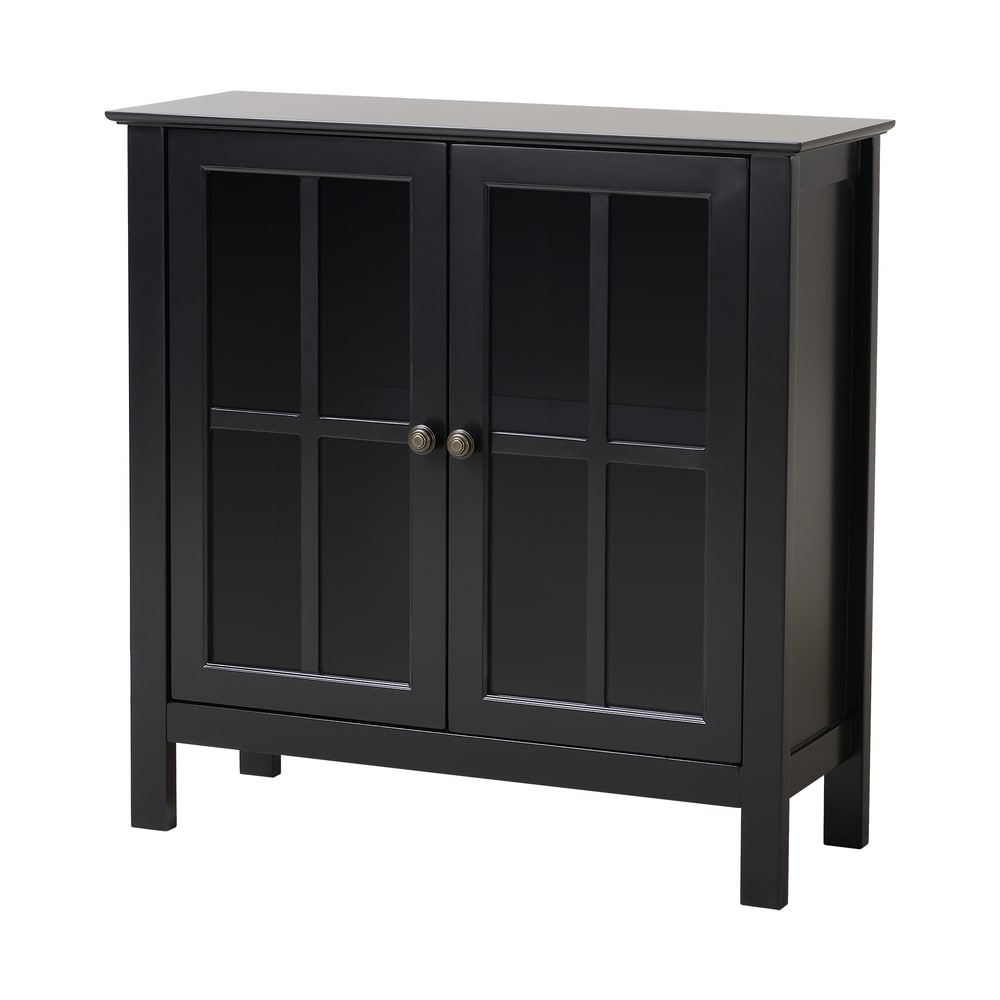 OS Home and Office White Glass Door Accent and Display Cabinet