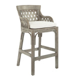 Plantation Cushioned Counter Stool with Woven Back Panels