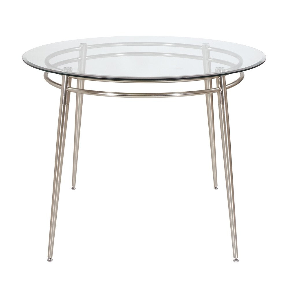 Brooklyn Glass top Round Dining Table - Grey