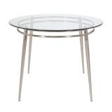 Brooklyn Glass top Round Dining Table - Grey