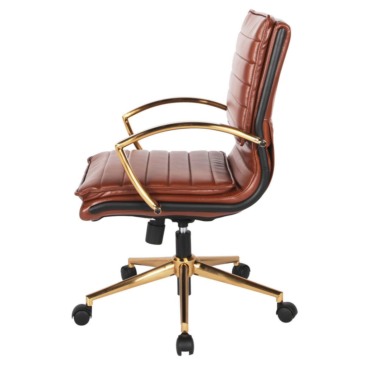 OSP Home Furnishings Gold Base Mid-back Faux Leather Office Chair