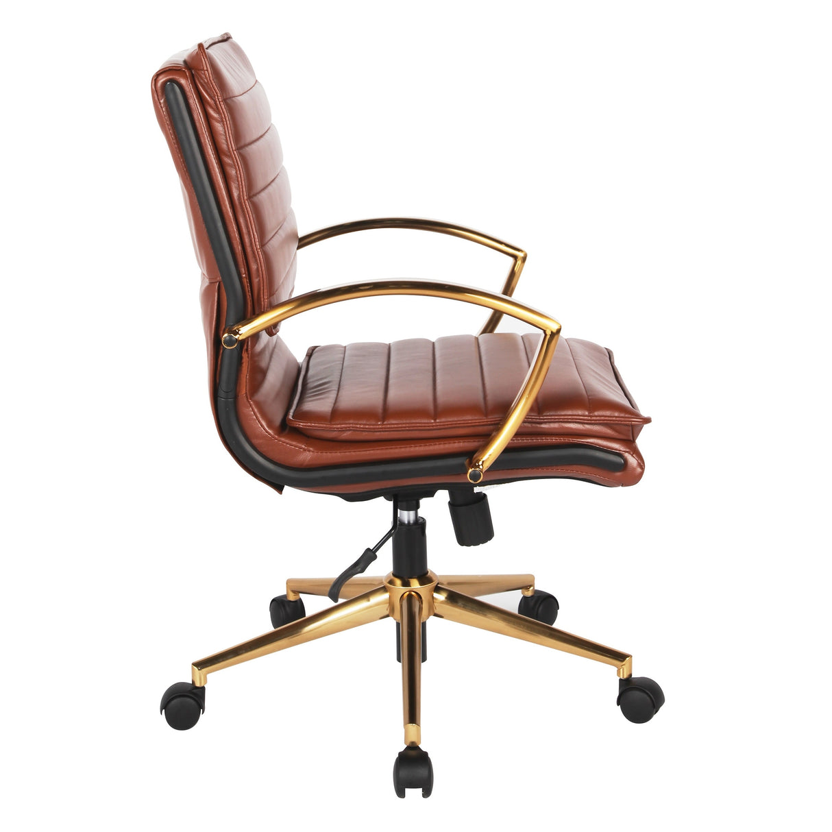 OSP Home Furnishings Gold Base Mid-back Faux Leather Office Chair