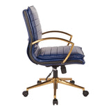 OSP Home Furnishings Gold Base Mid-back Faux Leather Office Chair