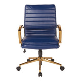 OSP Home Furnishings Gold Base Mid-back Faux Leather Office Chair