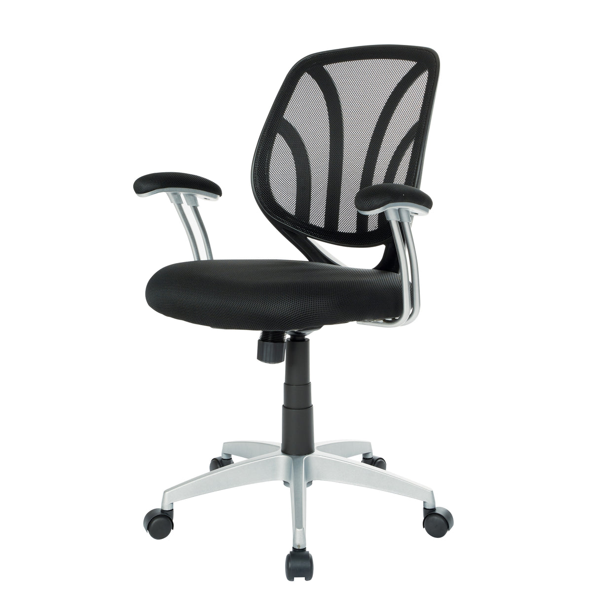 Screen Office Chair with Silver Arms and Base