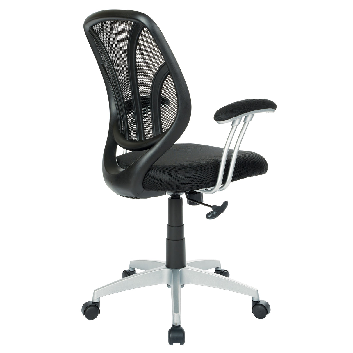 Screen Office Chair with Silver Arms and Base